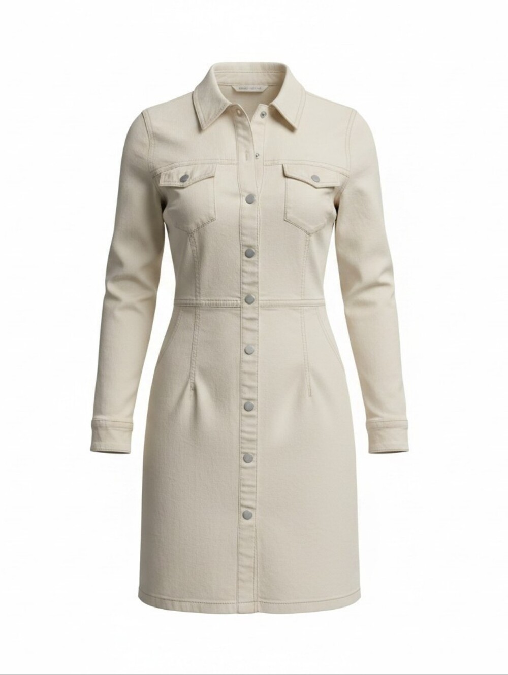 FREE PEOPLE Vintage white Denim Button-Front Shirt Dress